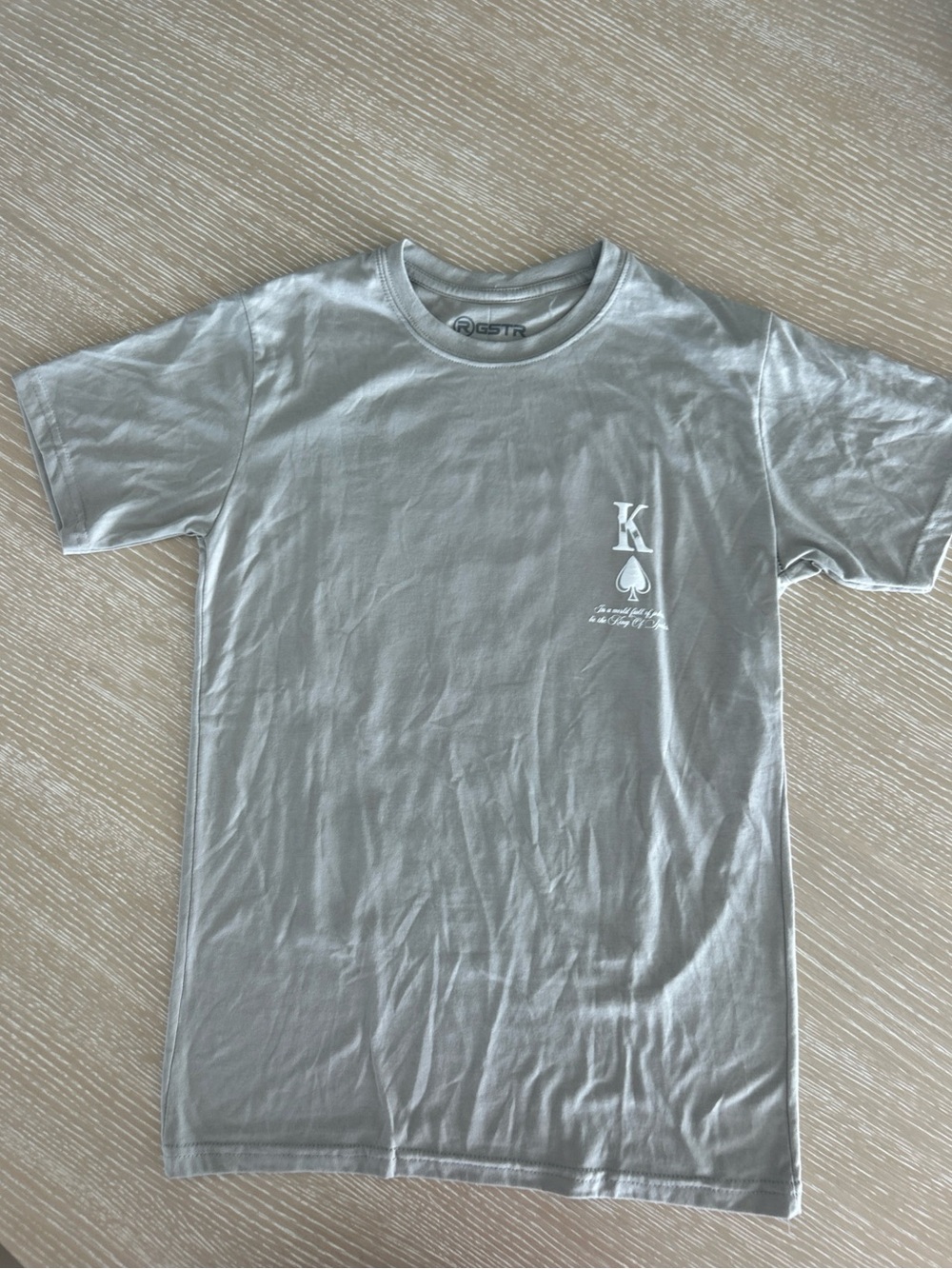 GSTR Streetwear king of Spades Graphic Tee Men’s Small Gray Playing Card poker